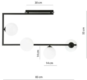 Lampadario a sospensione con supporto rigido SOMA 4xE14/10W/230V nero/bianco