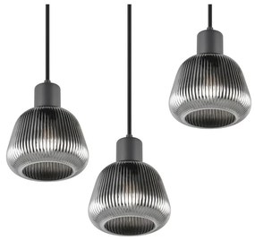 Lampadario nero con paralume in vetro ø 37 cm Tarifa - Trio