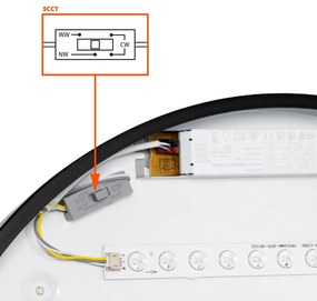 Plafoniera LED Rotonda 36W CCT, Ø500mm, Legno/Nero Colore Bianco Variabile CCT