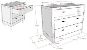 Cassettiera per bambini di colore naturale in rovere massiccio 100x95x55 cm Forrest – Vipack