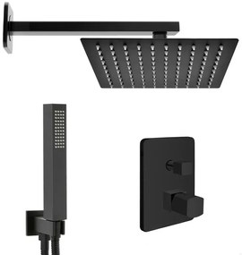 Set doccia da incasso con soffione 30 cm e kit completo nero opaco Lotus
