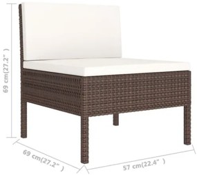 Set Divani da Giardino 12 pz con Cuscini in Polyrattan Marrone