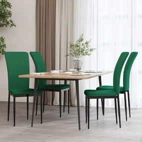 Sedie da pranzo 4 pz verde scuro in velluto