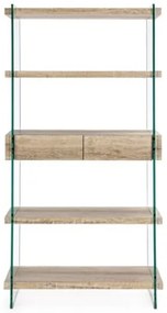 Libreria In Vetro 2 Cassetti 4 Mensole In Legno Rovere Line Kenya Bizzotto 90x39x180