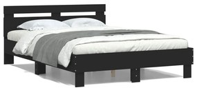 Giroletto Con Testiera Nero 120x200 Cm İn Legno Multistrato /