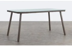 Tavolo da Pranzo Rettangolare in Alluminio e Cristallo (160x90 cm) - The Masie