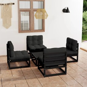 Set divani da giardino 5 pz con cuscini legno massello di pino