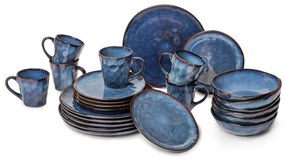 Set da pranzo in gres blu scuro 24 pezzi Glosia - Bonami Selection