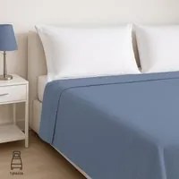 Lenzuolo piano singolo cotone percalle blu