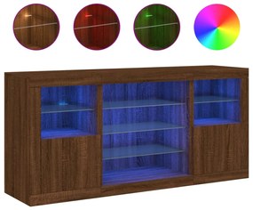 Credenza con Luci LED Rovere Marrone 142,5x37x67 cm