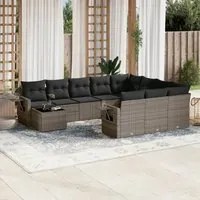 Set Divani da Giardino 11 pz con Cuscini in Polyrattan Grigiocod mxl 90268