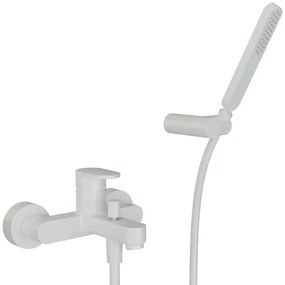 Rubinetto per vasca getto laminare cristallino PLANO per muro bianco verniciato HUBER