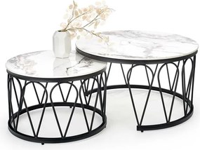 Set di Tavolini da caffè Formosa effetto marmo bianco/nero