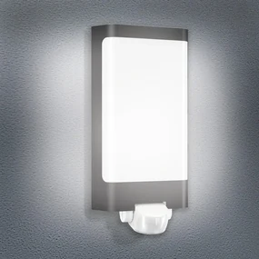 Applique LED moderno da esterno L240 grigio IP44, con sensore di movimento luce bianco caldo 946 lumen, STEINEL