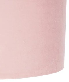 Lampada a sospensione con paralume in velluto rosa antico con oro 35 cm - BLITZ I zwart