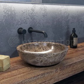 New Line Stone Mirror Lavabo 40 cm tondo Da Appoggio In pietra naturale grigia