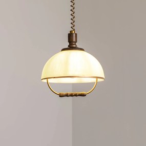 Lamkur Lighting Lampada a sospensione Ilsa, bianco/oro, Ø 30 cm, regolabile in altezza
