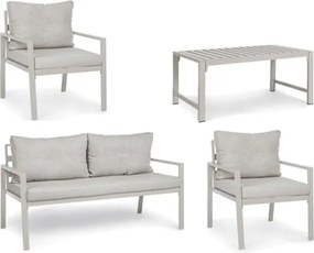 Salotto da esterno in alluminio 4 posti Avorio Bizzotto Lorillard New