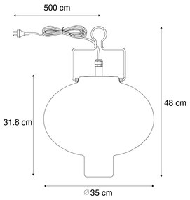 Lampada da soffitto per esterni bianca 35 cm con spina rossa IP44 - Pion