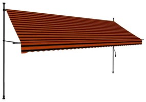 Tenda da Sole Retrattile Manuale LED 400 cm Arancione e Marrone