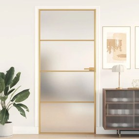 Porta Interni Sottile Oro 93x201,5cm Vetro Temperato Alluminio /