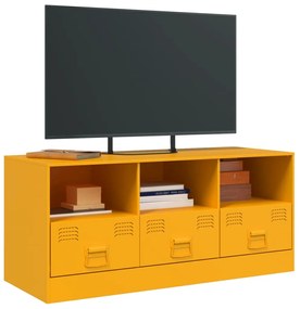 Mobile porta tv giallo senape 99x39x44 cm in acciaio