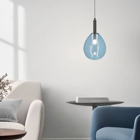 Lampadario LED blu con paralume in vetro Lukka – Candellux Lighting