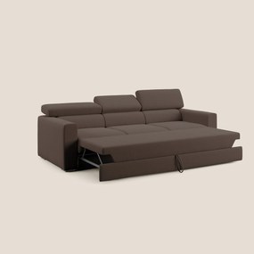 Dylan divano a 3 sedute con pouf estraibile poggiapiedi in tessuto simil cotone impermeabile T13 marrone