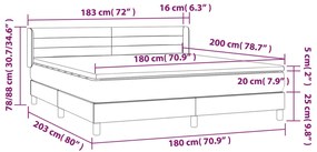 Giroletto a Molle con Materasso Grigio Chiaro180x200 cm Tessuto