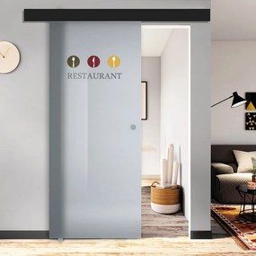 Porta scorrevole Restaurant in vetro multicolore, L 88 x H 215 cm, con binario Atelier nero Sinistra