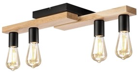 Lampadario a plafone MATTE 4xE27/15W/230V nero/quercia