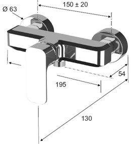 Rubinetto per doccia dorato da parete (con una uscita) Spy – Sapho