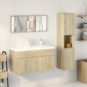 Set mobili da bagno 3 pz rovere sonoma in legno multistrato