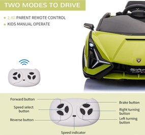 Macchina Elettrica per Bambini 12V con Licenza Lamborghini Sian FKP 37 Verde...