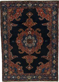 Kurdi Tappeto 150x210 Blu (Iran) Annodato A Mano
