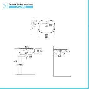 Lavabo ovale 55 cm d'appoggio bianco in ceramica Rak Illusion