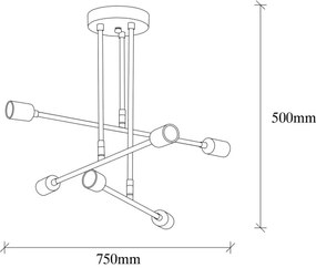 Lampadario su palo FLOWER 6xE27/40W/230V