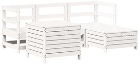 Set salotto da giardino 5 pz bianco in legno massello di pino