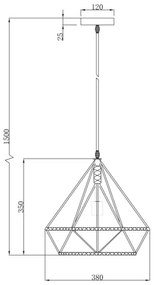 Globo 69029 - Lampadario a sospensione con filo ULLEU 1xE27/60W/230V