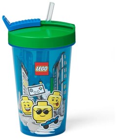 Tazza blu con coperchio verde e cannuccia , 500 ml Iconic - LEGO®