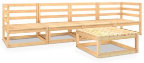 Set Divani da Giardino 5 pz in Legno Massello di Pino