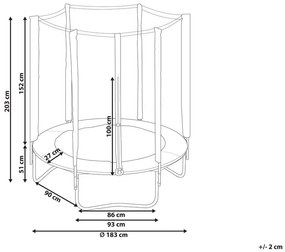 Tappeto elastico con rete di protezione ⌀ 183 cm blu RISATA Beliani