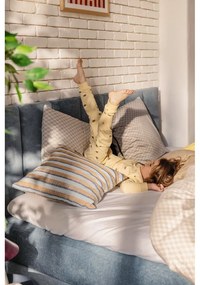 Letto matrimoniale imbottito blu con contenitore e rete inclusi 180x200 cm Thessa Bold Line – Bonami Selection