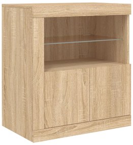 Credenza con luci led rovere sonoma 60,5x37x67 cm