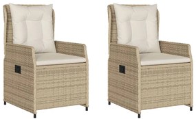 Sedie da giardino reclinabili 2 pz beige polyrattan