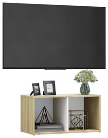 Mobile tv bianco e rovere sonoma 72x35x36,5cm legno multistrato