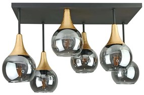 Lampadario a plafone SOMA 6xE27/60W/230V nero/oro/fumé nero