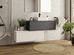 Mobile per bagno sospeso con lavabo singolo e due cassetti 94 cm Antracite e Bianco - TEANA II