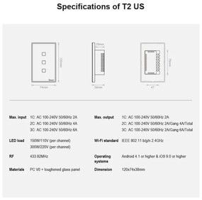 Interruttore Smart WiFi 1 tasto scatola 503 SONOFF TX Serie Colore Bianco