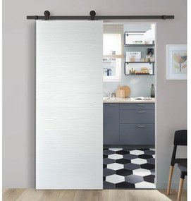 Porta scorrevole Milk in mdf bianco, L 92.5 x H 211.5 cm, con binario Industrial Reversibile